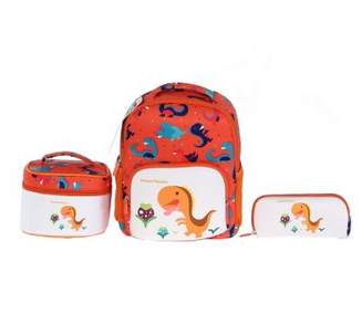مجموعة حقائب داينو 3 قي 1 للاطفال من اي كيو - برتقالي (صغير)