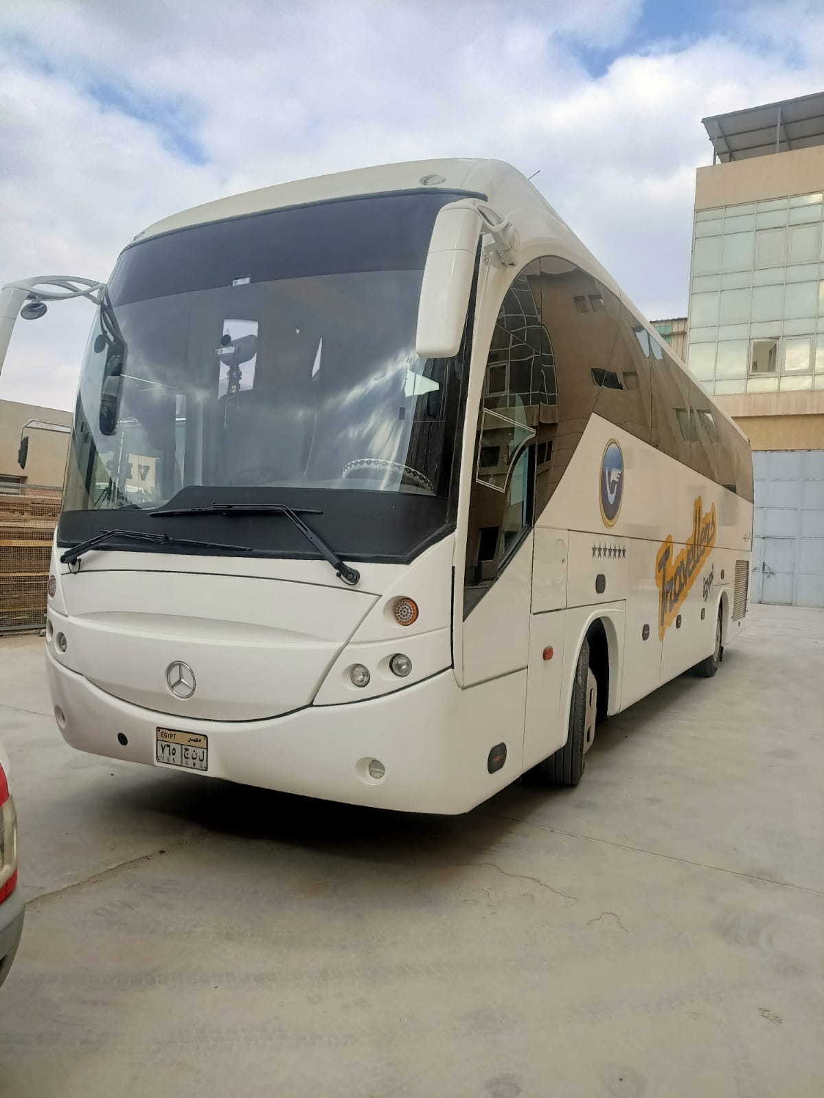 Advertisement for renting a 50-seater Mercedes bus in Egypt 